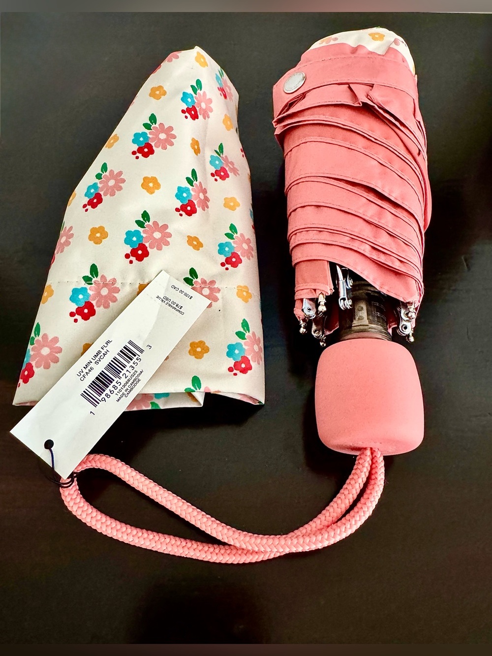 NWT Coach Floral Mini Compact Folding Umbrella Travel Portable